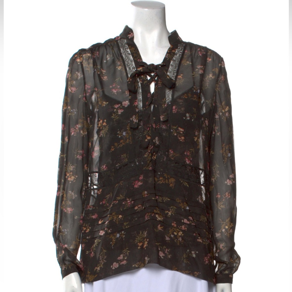 Black with Floral Print Zimmermann Blouse with Matching Camisole in Size 1 - Picture 4 of 7